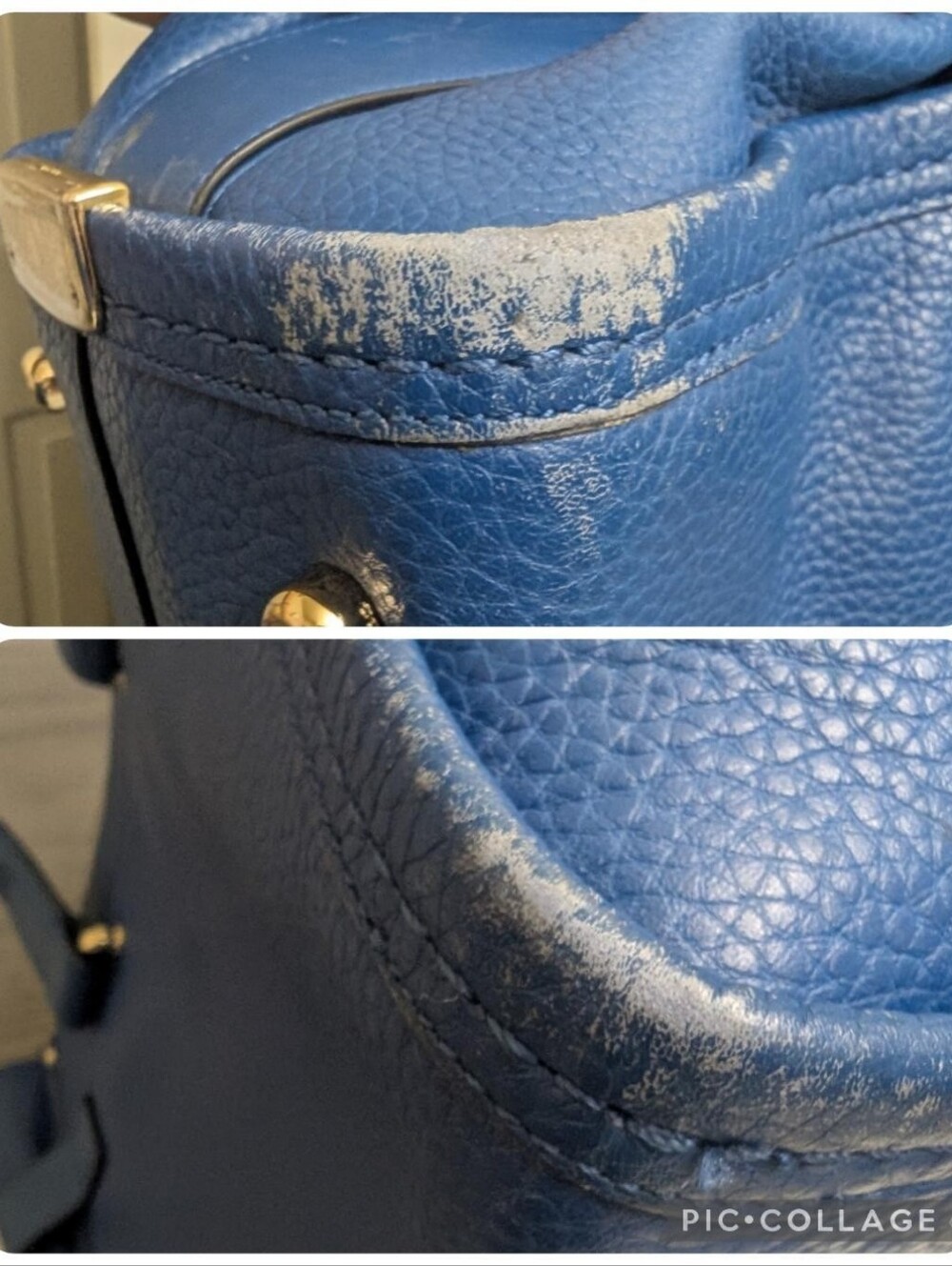 Coach Swagger 27 Carryall Pebbled Leather Blue Handbag Crossbody Strap - Picture 15 of 16
